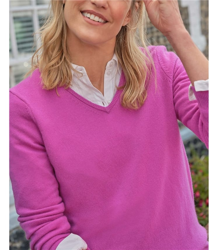 Cashmere & Merino V Neck Knitted Jumper