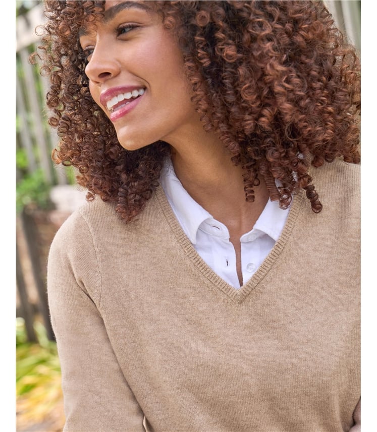 Cashmere & Merino V Neck Knitted Jumper