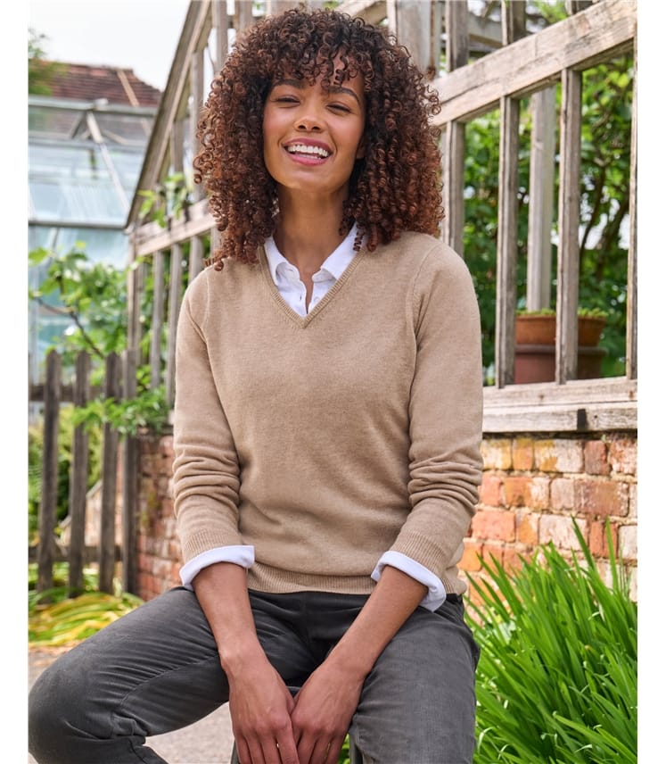 Cashmere & Merino V Neck Knitted Jumper