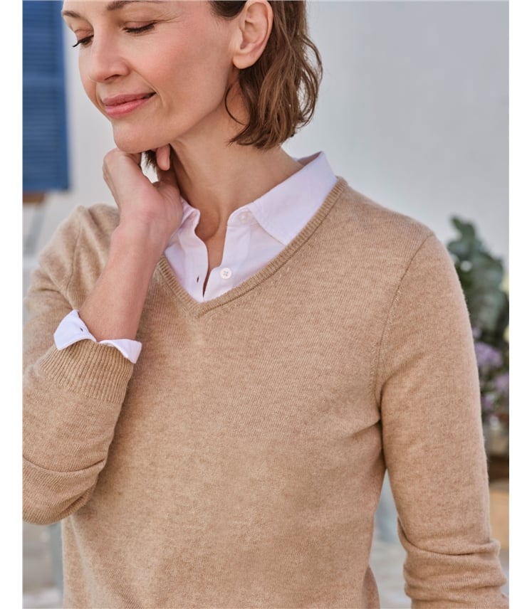 Cashmere & Merino V Neck Knitted Jumper