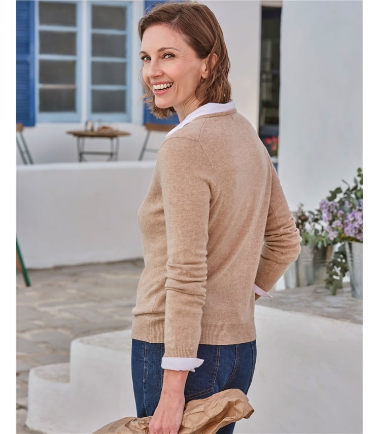 Cashmere & Merino V Neck Knitted Jumper