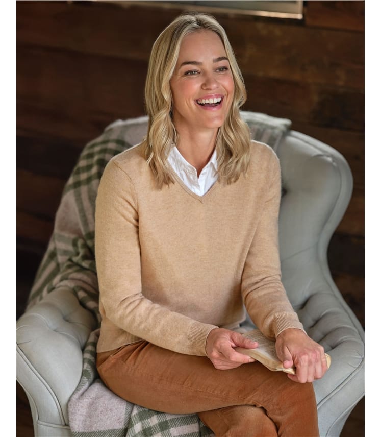 Cashmere & Merino V Neck Knitted Jumper