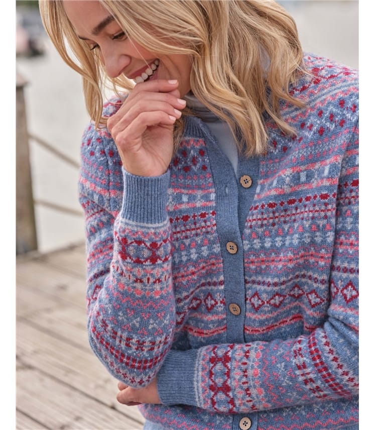 Geknöpfte Stickjacke mit Fair-Isle-Muster