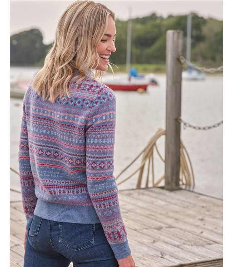 Lambswool Fairisle Crew Neck Cardigan