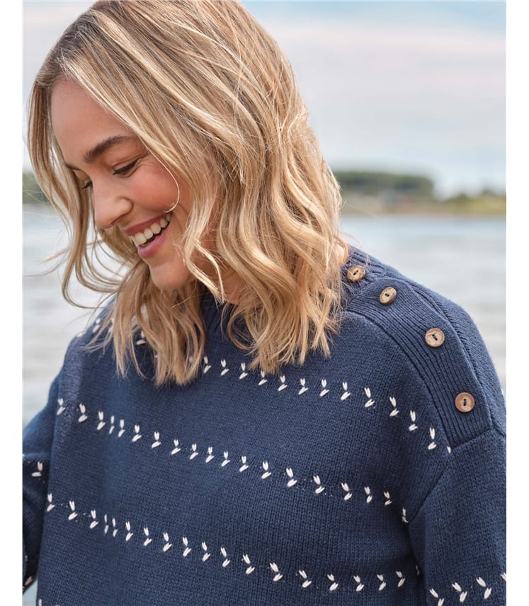 Side Button Held Stitch Jumper