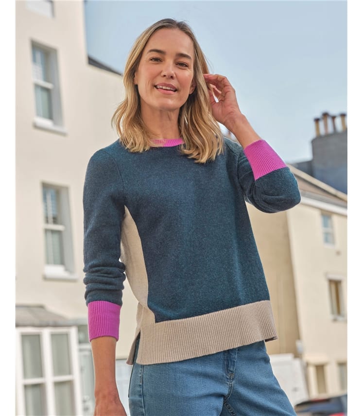 ColourBlock crew Neck Jumper