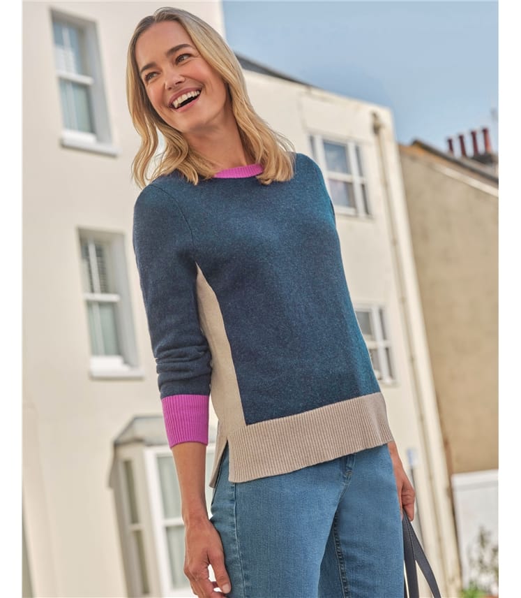 ColourBlock crew Neck Jumper