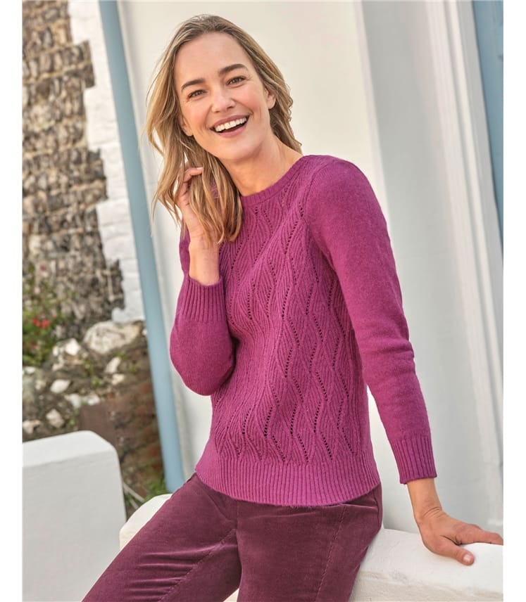 Pointelle Boat Neck Jumper