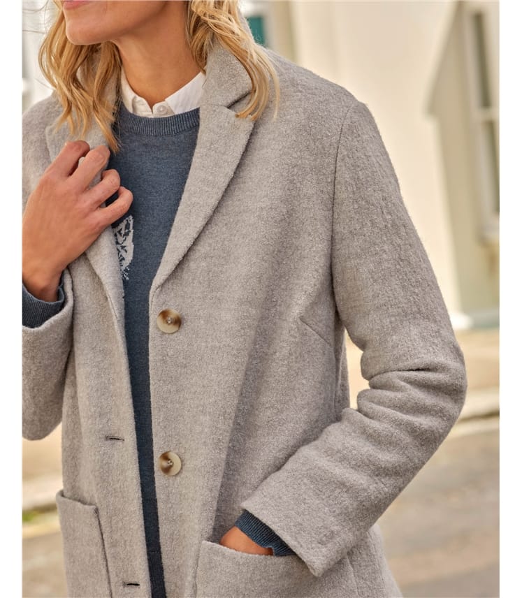 Wool Blend Collared Coat