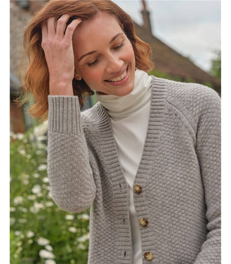 V Neck Moss Stitch Cardigan