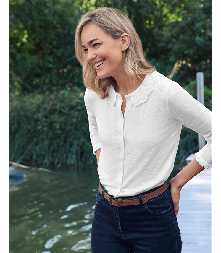 Petal Collar Jersey Top