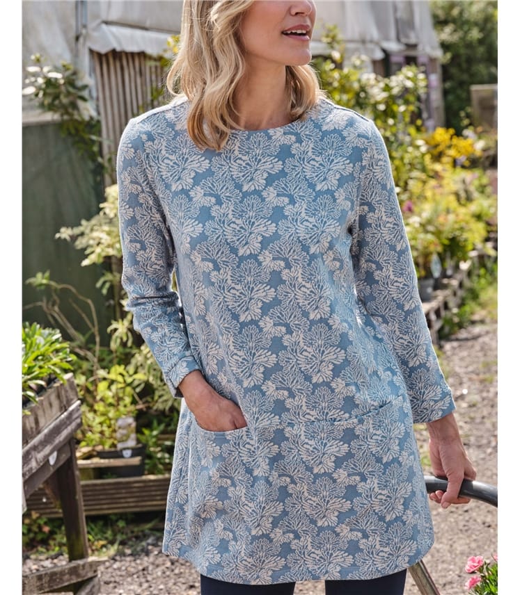 Jacquard Boat Neck Jersey Tunic