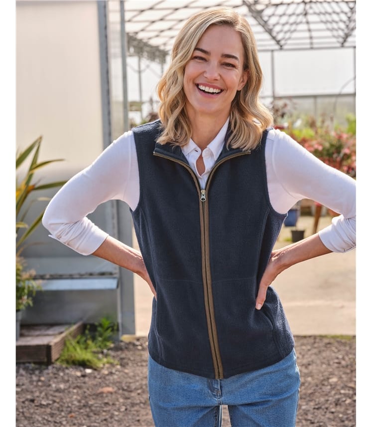 Navy Cotton Fleece Vest WoolOvers US