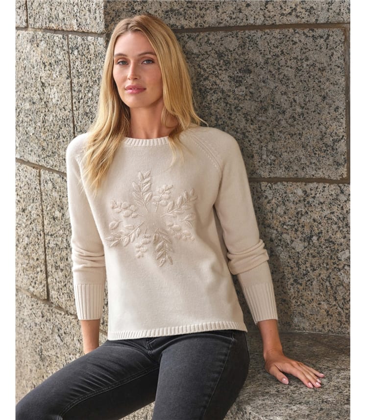 Vanilla Cashmere Blend Hand Embroidered Sweater WoolOvers UK