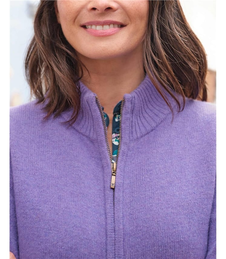 Lambswool Zip Thru Cardigan