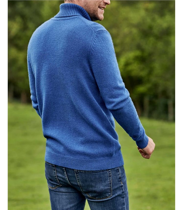 Mens Lambswool Polo Neck Jumper