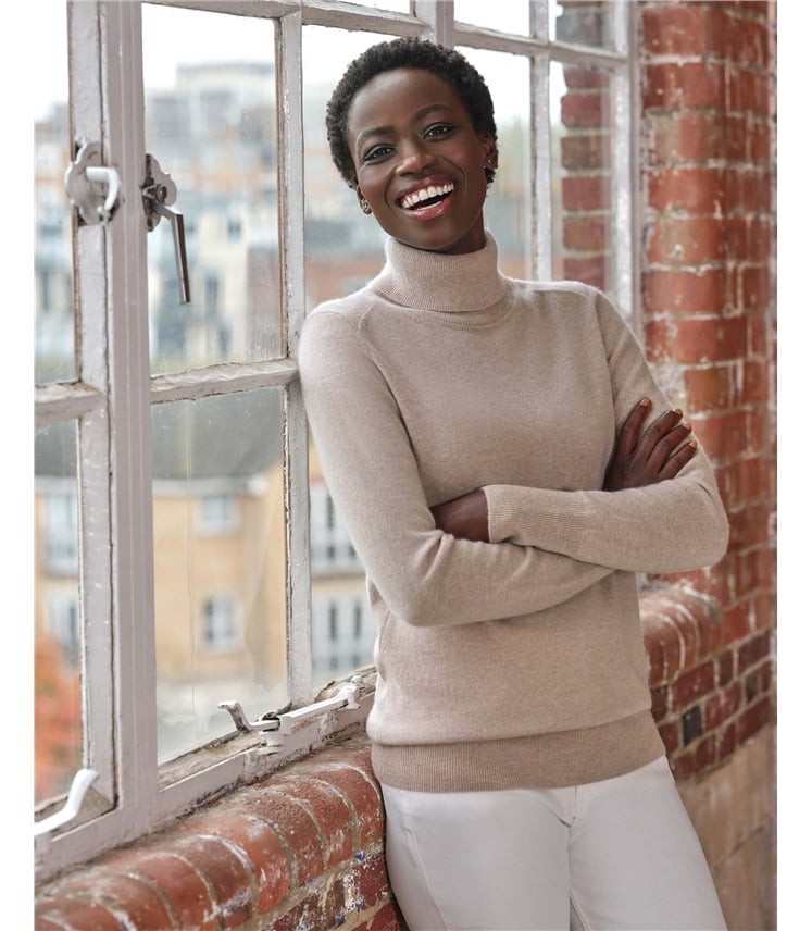 Mink | Womens Cashmere Turtle Neck Sweater | WoolOvers US
