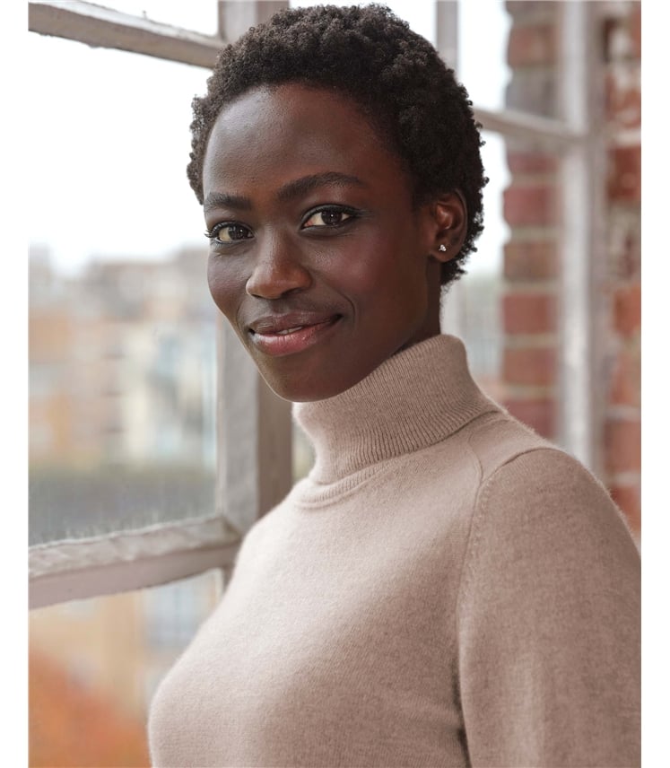 Mink | Womens Cashmere Turtle Neck Sweater | WoolOvers US