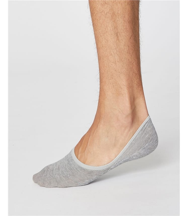 Mid Grey Marl | Mens No Show Socks | WoolOvers UK