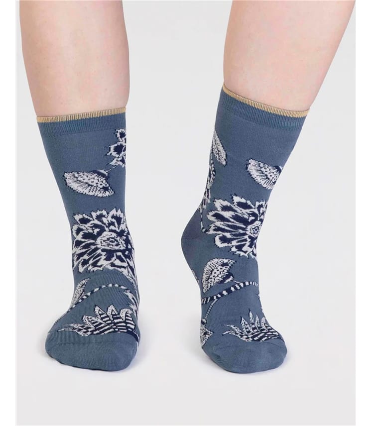 Socken aus Bio-Baumwolle, abstrakte Blumen – Freja 