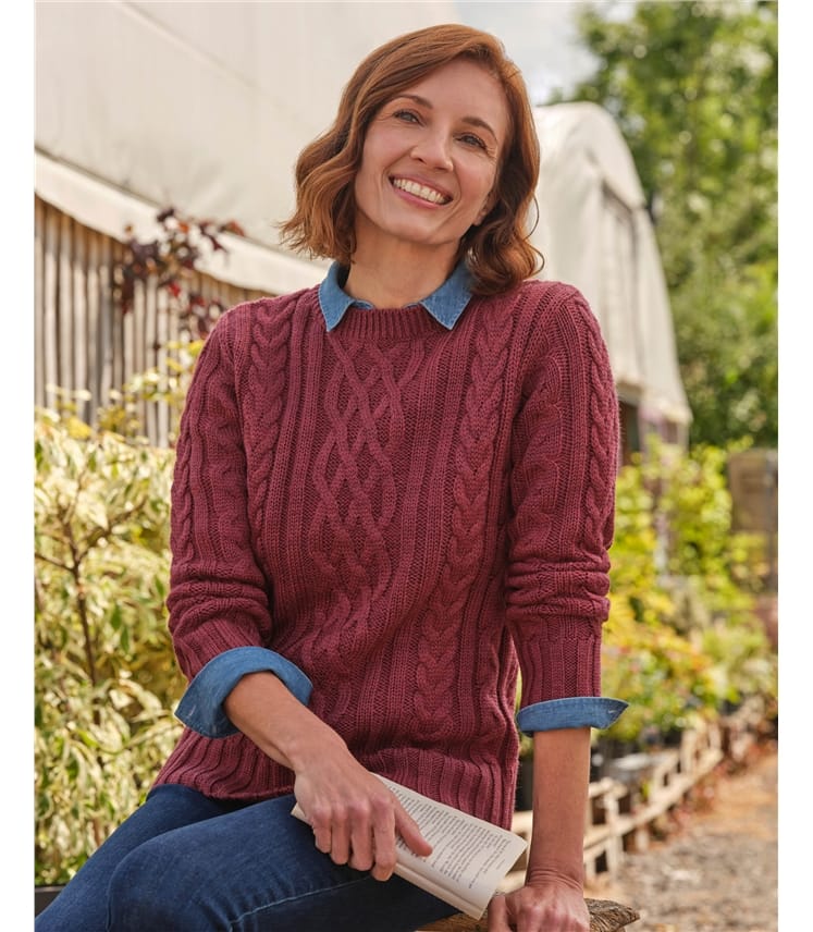 Pull irlandais à col rond - Femme - Pure Laine