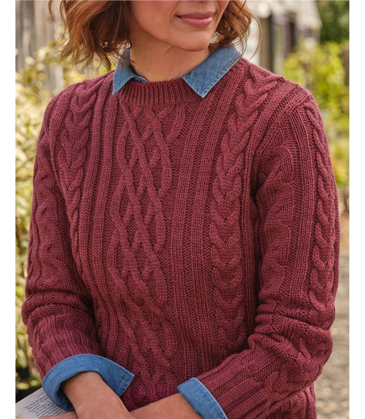 Pull irlandais à col rond - Femme - Pure Laine