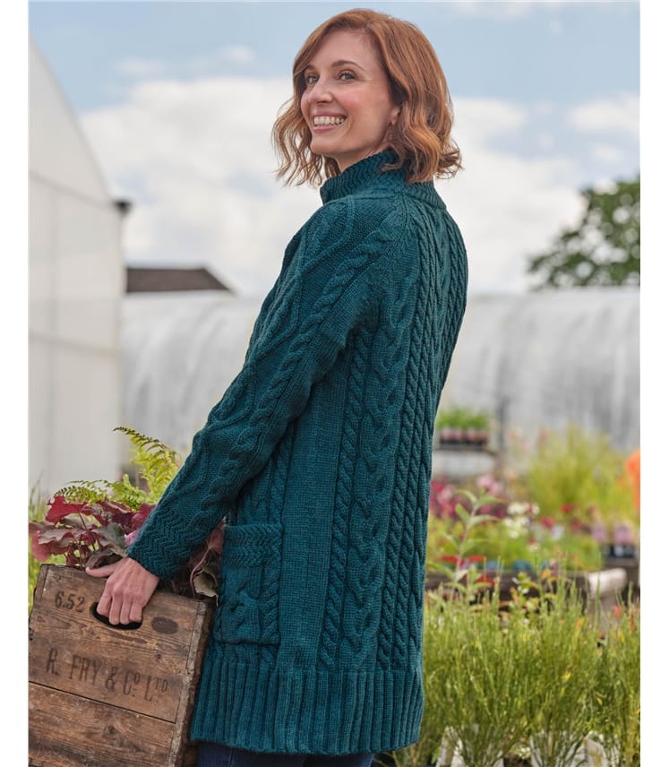 Manteau cardigan en maille irlandaise - Femme - Pure Laine