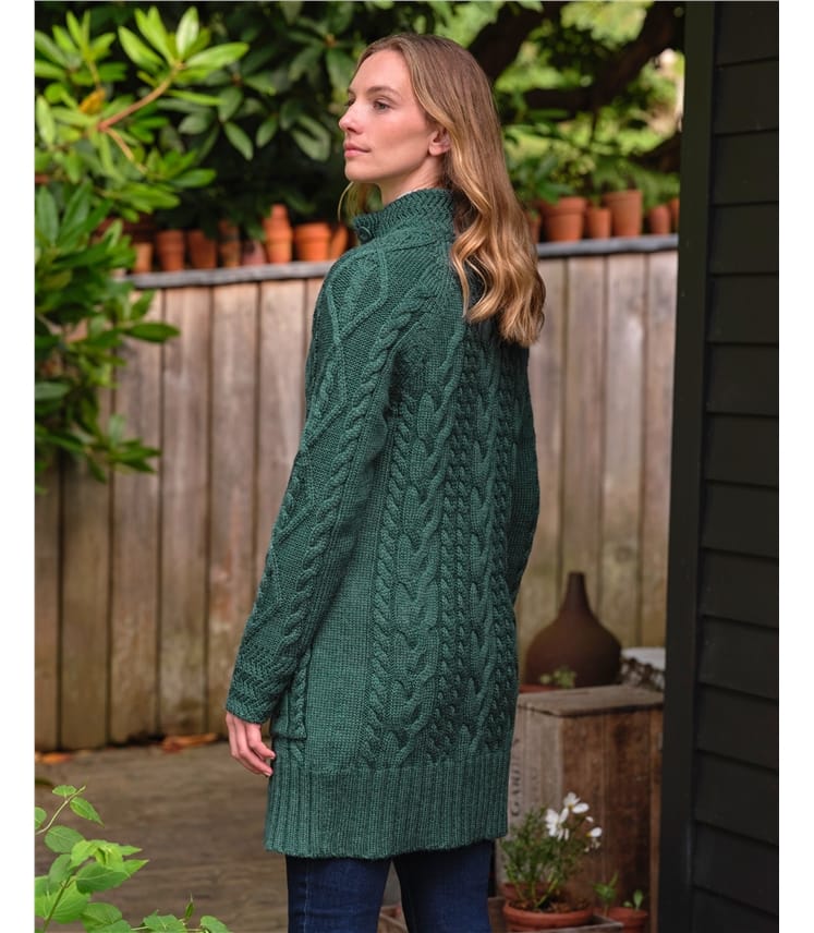 Manteau cardigan en maille irlandaise - Femme - Pure Laine