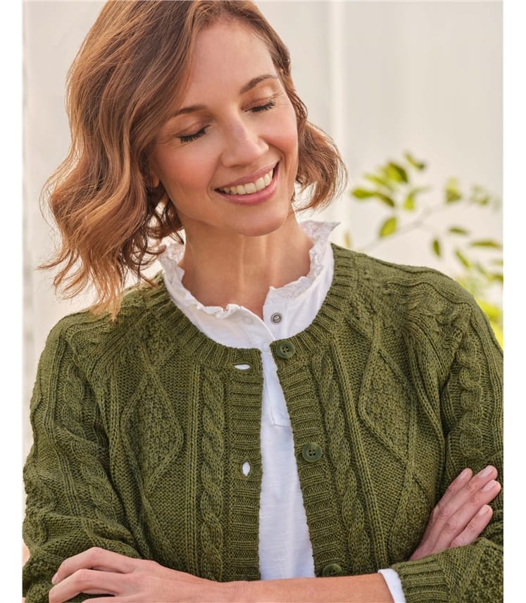 Cardigan torsadé boutonné - Femme - Pure Laine