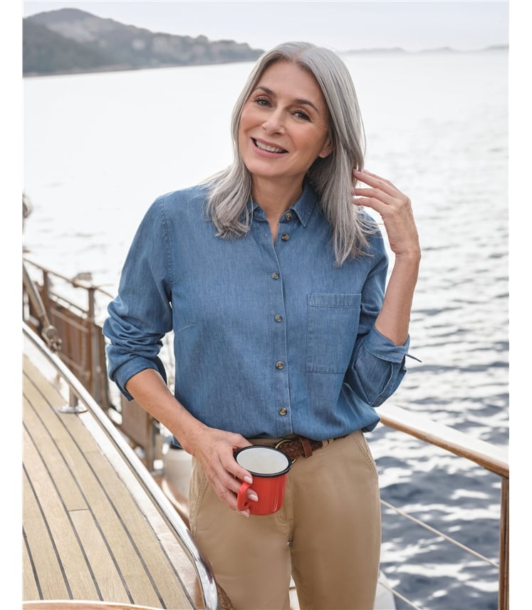 Chemise en jean classique boutonnée