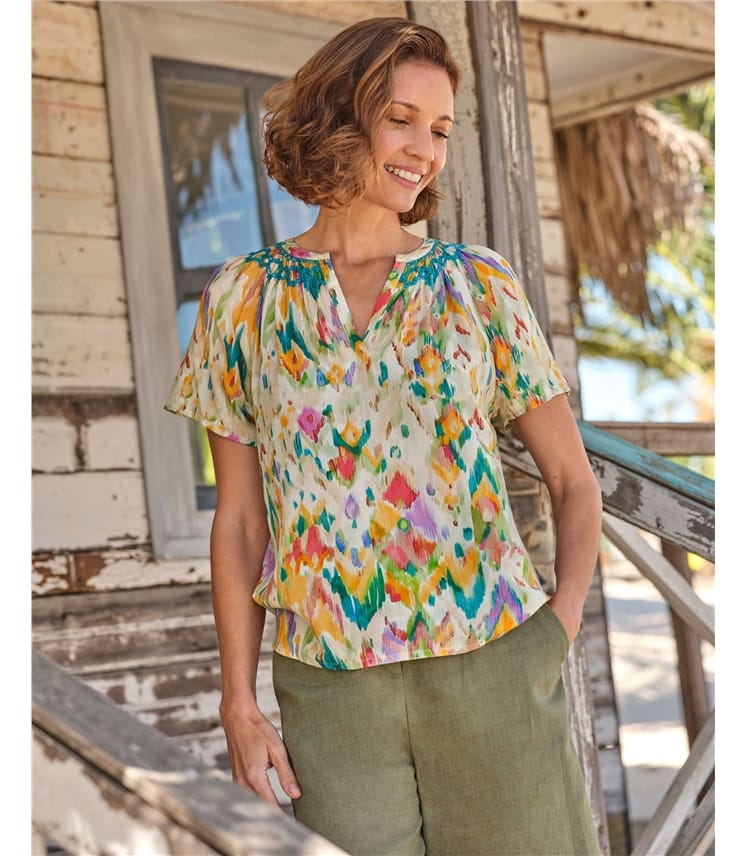 Angel Sleeve Crinkle Blouse