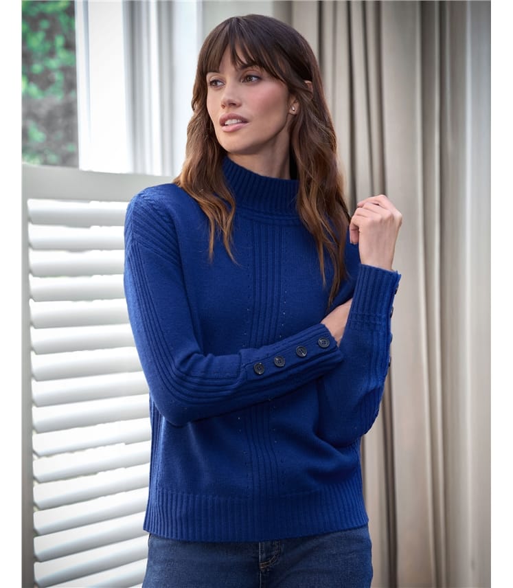 Wool Cashmere Button Sleeve Sweater