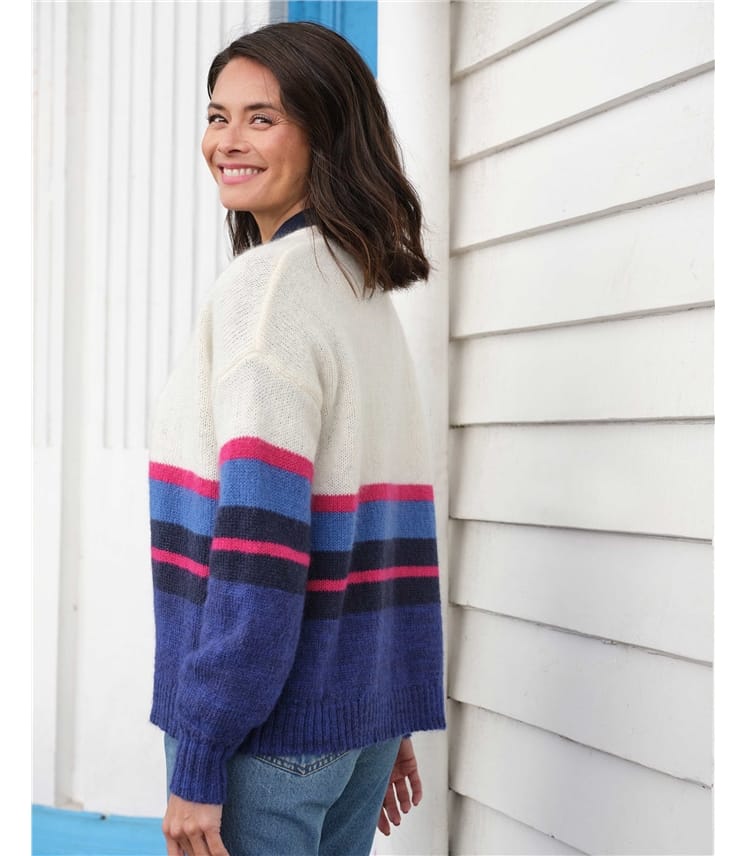 Mohair Stripe Edge To Edge Cardigan