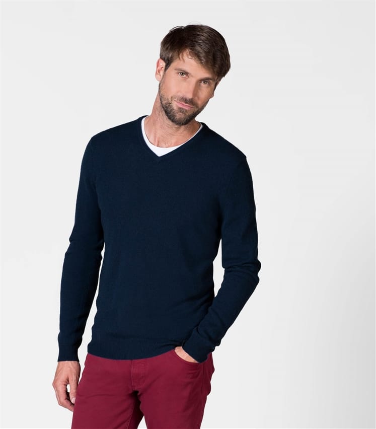 Mens Cashmere V Neck Jumper