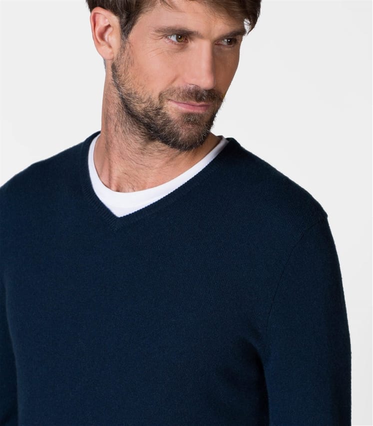 Mens Cashmere V Neck Jumper