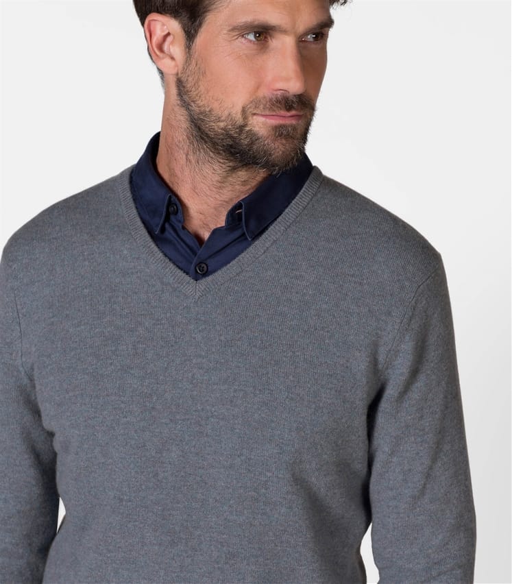 Mens Cashmere V Neck Jumper