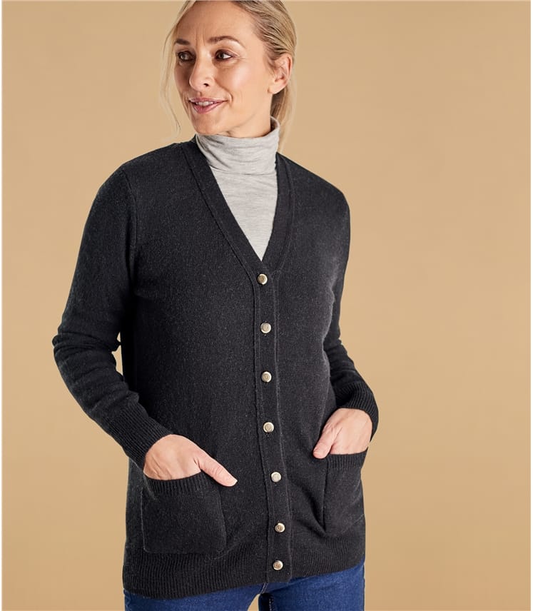 V neck black outlet cardigan ladies