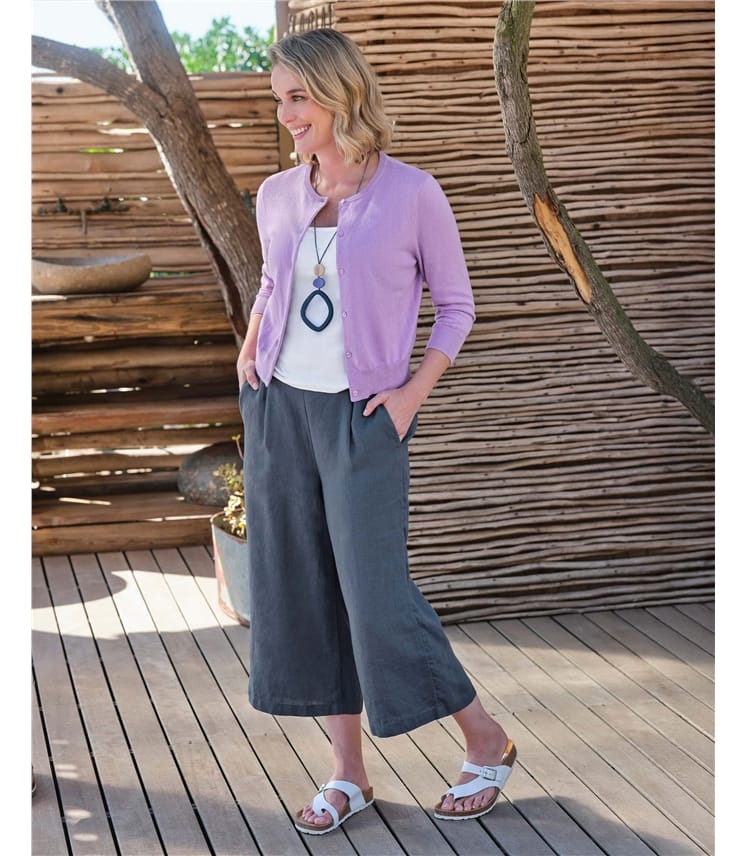 Silk and Cotton 3/4 Sleeve Crop Cardigan