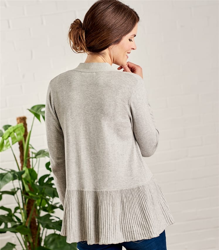 Dove Grey Womens Edge to Edge Pleat Cardigan WoolOvers AU Dove Grey Womens Edge to Edge Pleat Cardigan WoolOvers AU