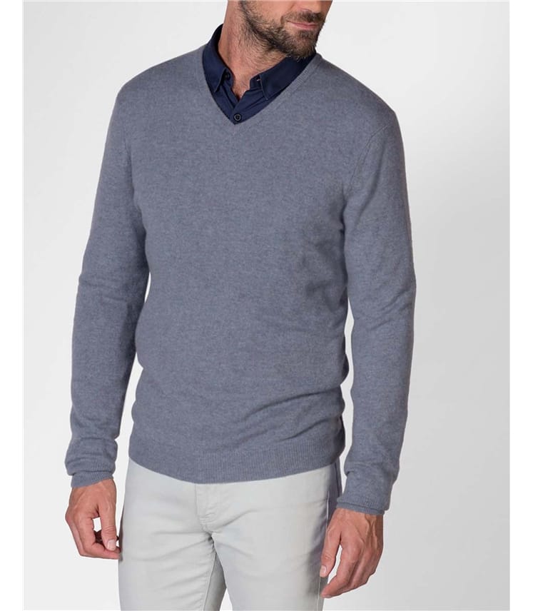 Mens Pure Cashmere V Neck