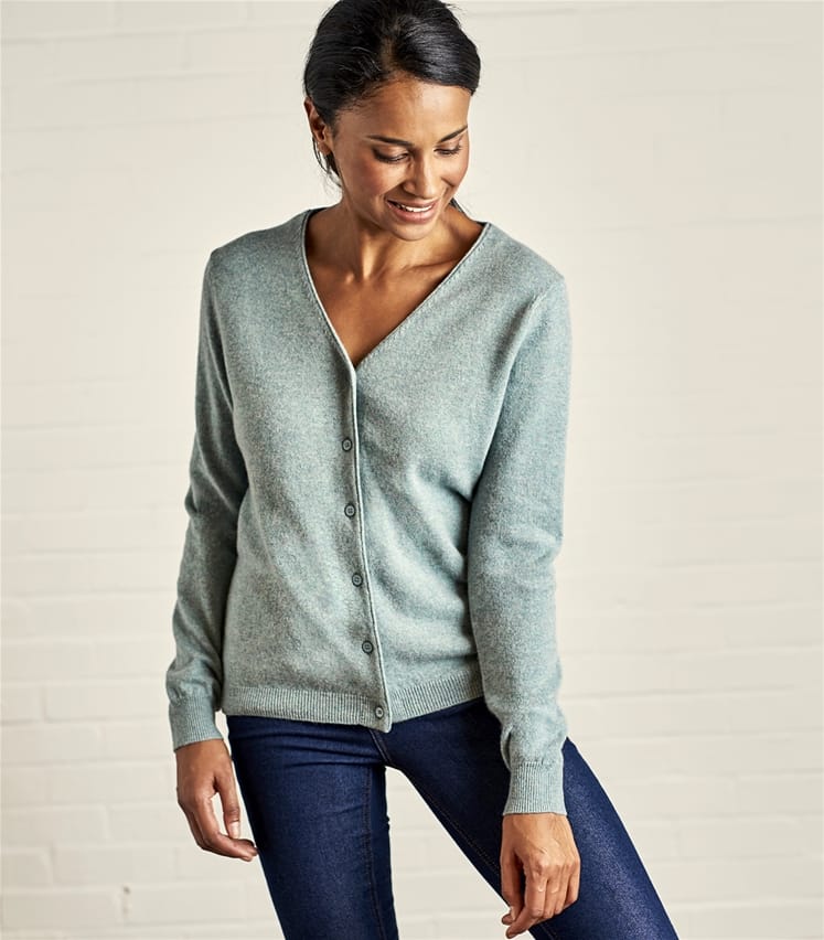 Cashmere Merino Classic V Neck Cardigan