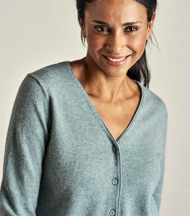 Cashmere Merino Classic V Neck Cardigan