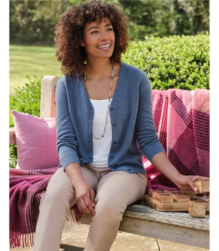 Cashmere Merino Classic V Neck Cardigan