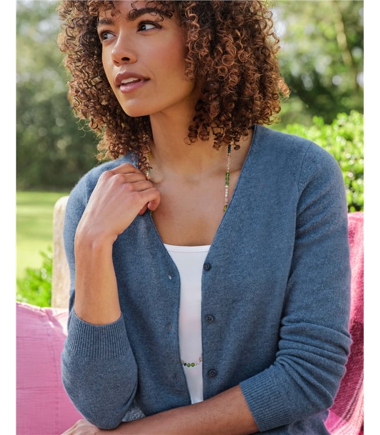 Cashmere Merino Classic V Neck Cardigan