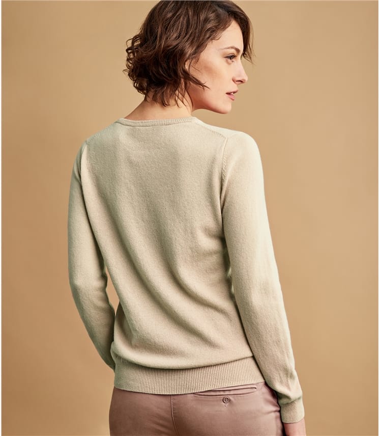 Cream 20% Cashmere & 80% Merino | Womens Cashmere & Merino Crew Neck ...