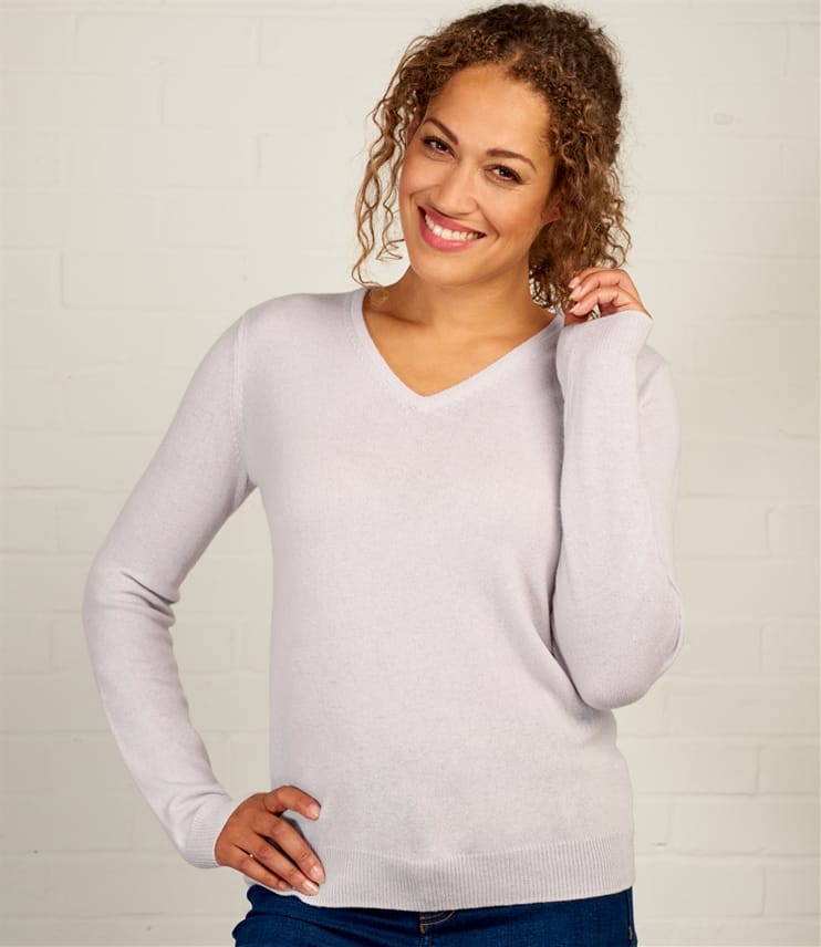 Nude | Womens Cashmere & Merino V Neck Knitted Sweater | WoolOvers UK