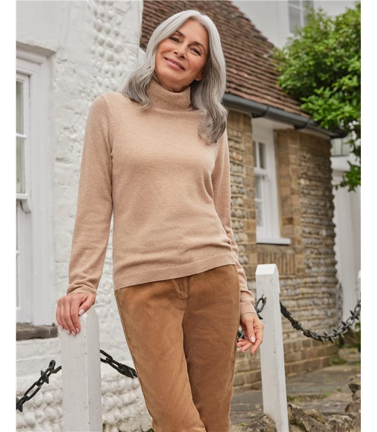 Cashmere and Merino Fitted Polo Neck Knitted Jumper