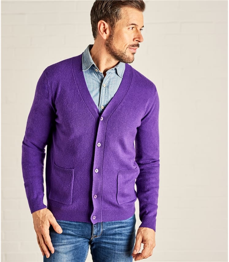 Royal Purple Mens Cashmere And Merino V Neck Cardigan Woolovers Us