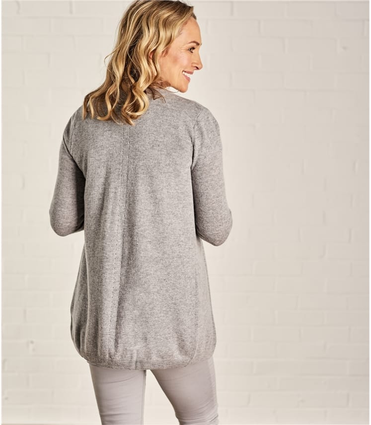 Grey Marl Womens Cashmere And Merino Waterfall Cardigan Woolovers Us