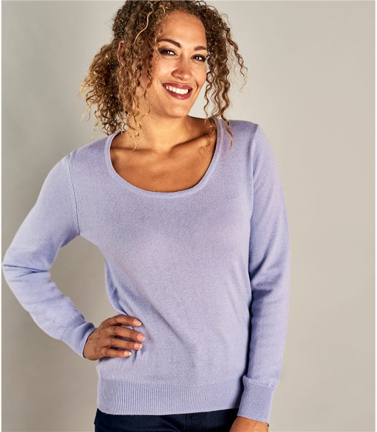 Lilac | Womens Cashmere & Merino Scoop Neck Jumper | WoolOvers AU